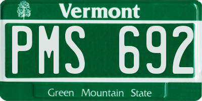 VT license plate PMS692