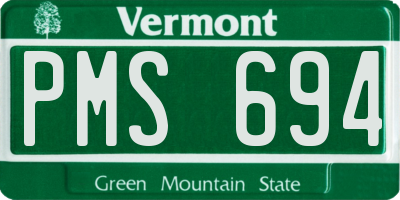 VT license plate PMS694