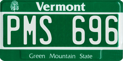 VT license plate PMS696