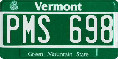 VT license plate PMS698