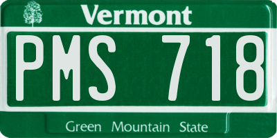 VT license plate PMS718