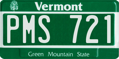 VT license plate PMS721