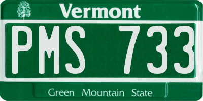 VT license plate PMS733
