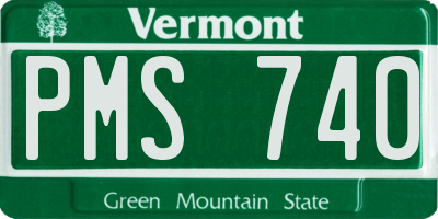 VT license plate PMS740