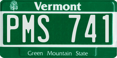 VT license plate PMS741