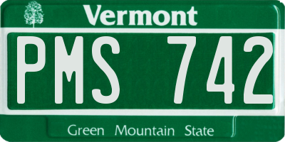 VT license plate PMS742