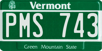 VT license plate PMS743