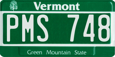 VT license plate PMS748