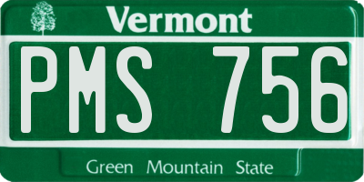 VT license plate PMS756