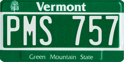 VT license plate PMS757