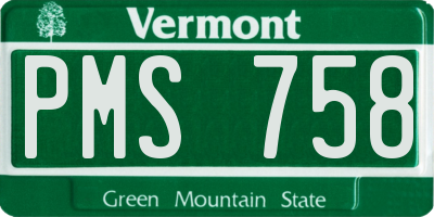 VT license plate PMS758