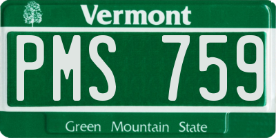 VT license plate PMS759