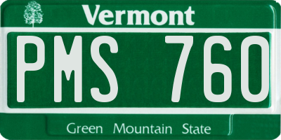 VT license plate PMS760