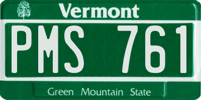 VT license plate PMS761