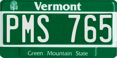 VT license plate PMS765