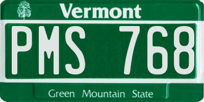 VT license plate PMS768
