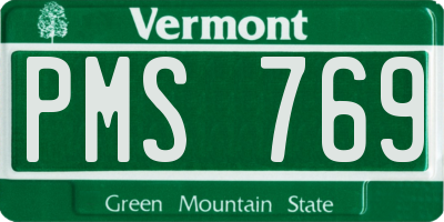VT license plate PMS769