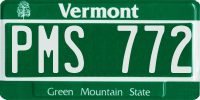 VT license plate PMS772