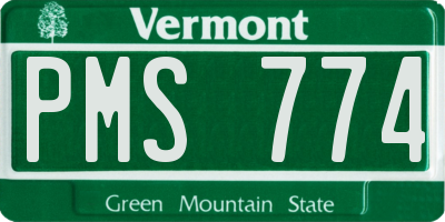 VT license plate PMS774