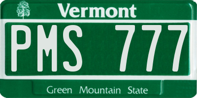 VT license plate PMS777