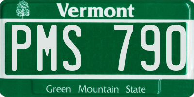 VT license plate PMS790