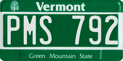 VT license plate PMS792