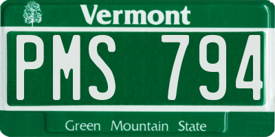 VT license plate PMS794