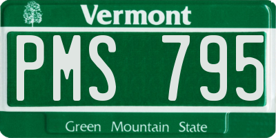 VT license plate PMS795