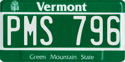 VT license plate PMS796