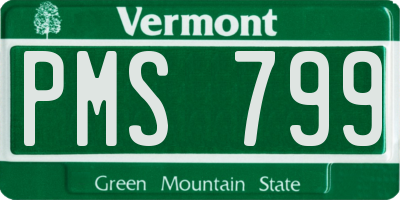 VT license plate PMS799