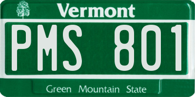 VT license plate PMS801