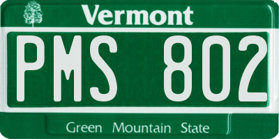 VT license plate PMS802