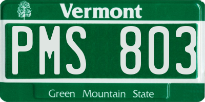 VT license plate PMS803
