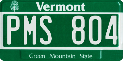 VT license plate PMS804