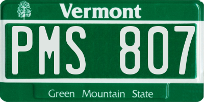 VT license plate PMS807