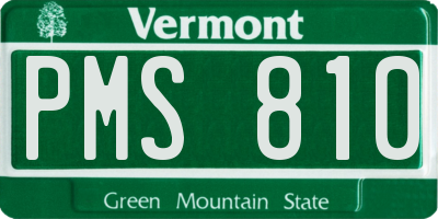 VT license plate PMS810