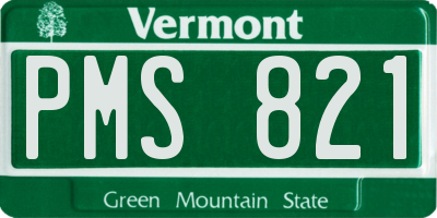 VT license plate PMS821