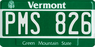 VT license plate PMS826
