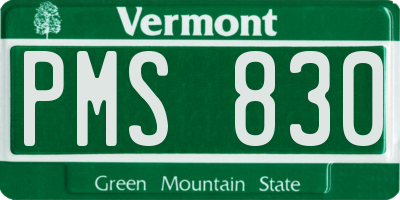 VT license plate PMS830