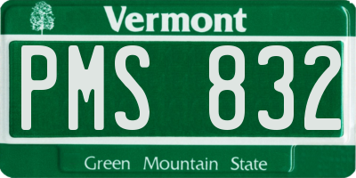 VT license plate PMS832