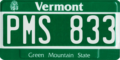 VT license plate PMS833
