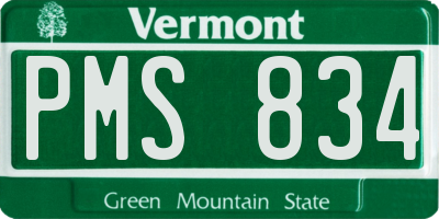 VT license plate PMS834