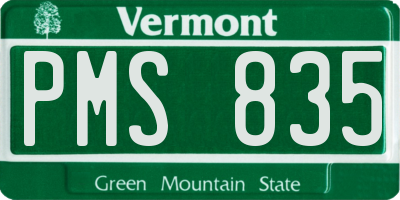 VT license plate PMS835