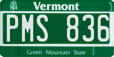 VT license plate PMS836