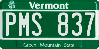 VT license plate PMS837