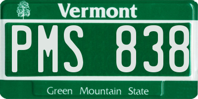 VT license plate PMS838