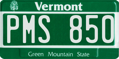 VT license plate PMS850