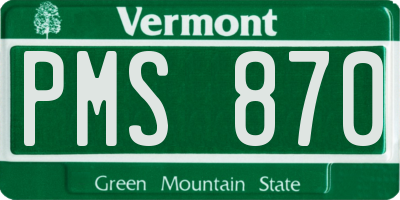 VT license plate PMS870