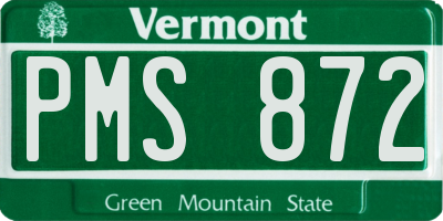 VT license plate PMS872