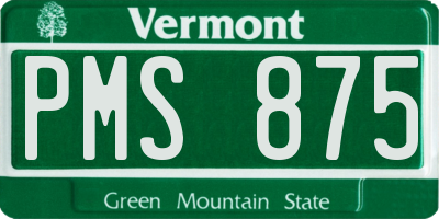 VT license plate PMS875